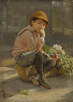 カール・ウィトコウスキー Painting - 花かごを守るカール・ヴィトコウスキー